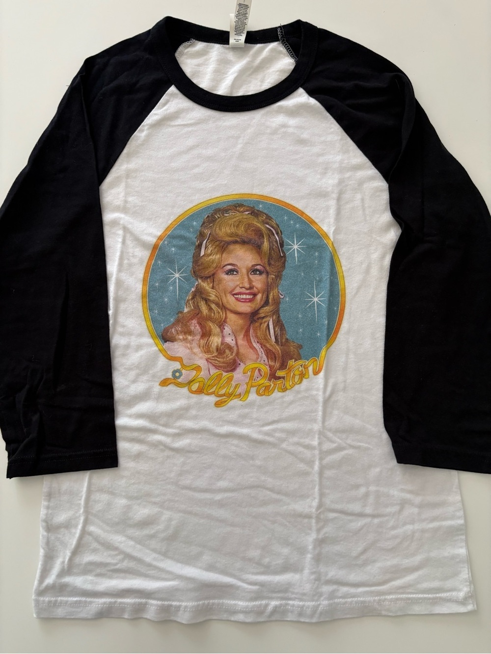 Dolly Parton Raglan Tee - Black & White